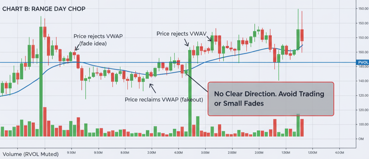 Chart B: Choppy Day Range Around VWAP Example